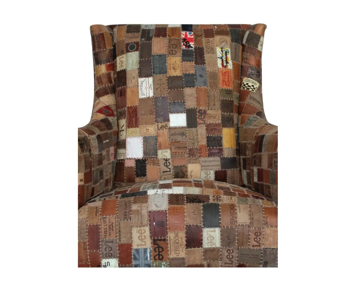 Outlet Fauteuil bergère 100% unique tissu recyclé et bois "Pop Vintage" Fauteuil Bergère