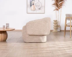 Clearance Fauteuil club revisité « Sweet Culture » en tissu marron chiné esprit vintage contemporain Fauteuil