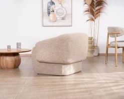 Clearance Fauteuil club revisité « Sweet Culture » en tissu marron chiné esprit vintage contemporain Fauteuil