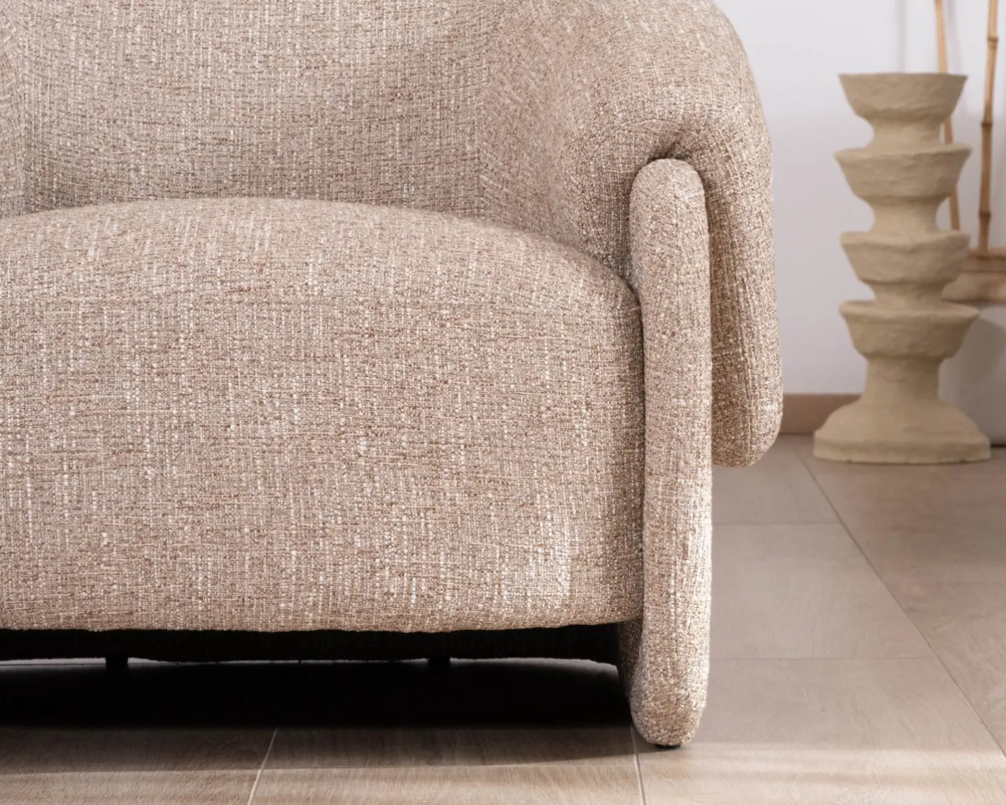 Clearance Fauteuil club revisité « Sweet Culture » en tissu marron chiné esprit vintage contemporain Fauteuil