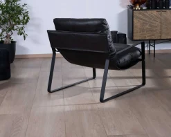 Discount Fauteuil club revisité tissu anthracite et métal noir "Torsten" Fauteuil