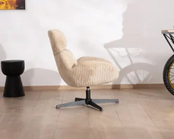 New Fauteuil confort et pivotant en velours camel beige