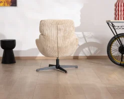 New Fauteuil confort et pivotant en velours camel beige