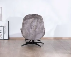 New Fauteuil confort gris cendré esprit rétro avec repose-pieds 