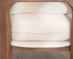 New Fauteuil d'appoint design scandinave en tissu bouclette écru