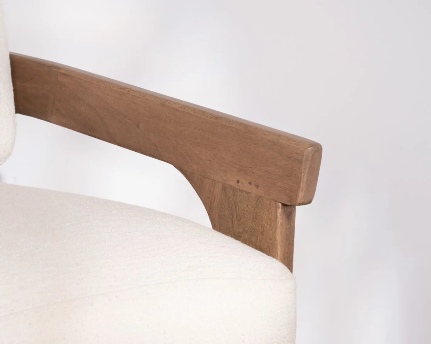 New Fauteuil d'appoint design scandinave en tissu bouclette écru "Archéa" Fauteuil