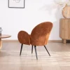 Outlet Fauteuil d'appoint esprit rétro avec accoudoirs en tissu cuivré duveteux "Luno" Fauteuil