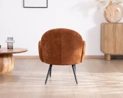 Outlet Fauteuil d'appoint esprit rétro avec accoudoirs en tissu cuivré duveteux