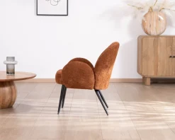 Outlet Fauteuil d'appoint esprit rétro avec accoudoirs en tissu cuivré duveteux