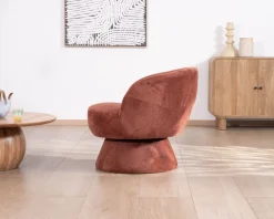 Online Fauteuil d'appoint pivotant en tissu chenillé terracotta