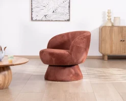 Online Fauteuil d'appoint pivotant en tissu chenillé terracotta