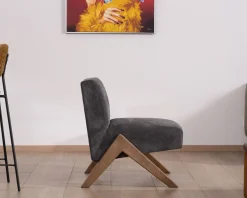 Hot Fauteuil déco anthracite style rétro "Tolga" pieds boomerang Fauteuil