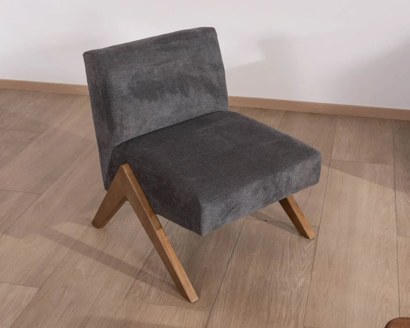 Hot Fauteuil déco anthracite style rétro "Tolga" pieds boomerang Fauteuil