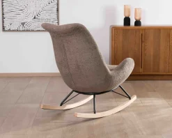 Hot Fauteuil de détente à bascule contemporain en tissu bouclette taupe "Calista" Fauteuil