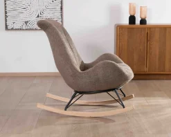 Hot Fauteuil de détente à bascule contemporain en tissu bouclette taupe 