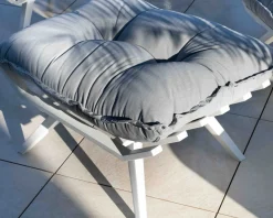 Hot Fauteuil de détente en tissu gris clair grand confort avec pouf "Lisca" Bain De Soleil|Fauteuil De Jardin
