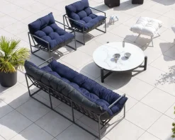 Hot Fauteuil de jardin chic et confortable bleu foncé et aluminium gris "Maluku Island" Fauteuil De Jardin