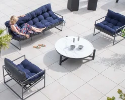 Hot Fauteuil de jardin chic et confortable bleu foncé et aluminium gris 