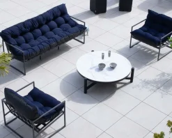 Hot Fauteuil de jardin chic et confortable bleu foncé et aluminium gris 