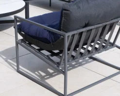 Hot Fauteuil de jardin chic et confortable bleu foncé et aluminium gris 