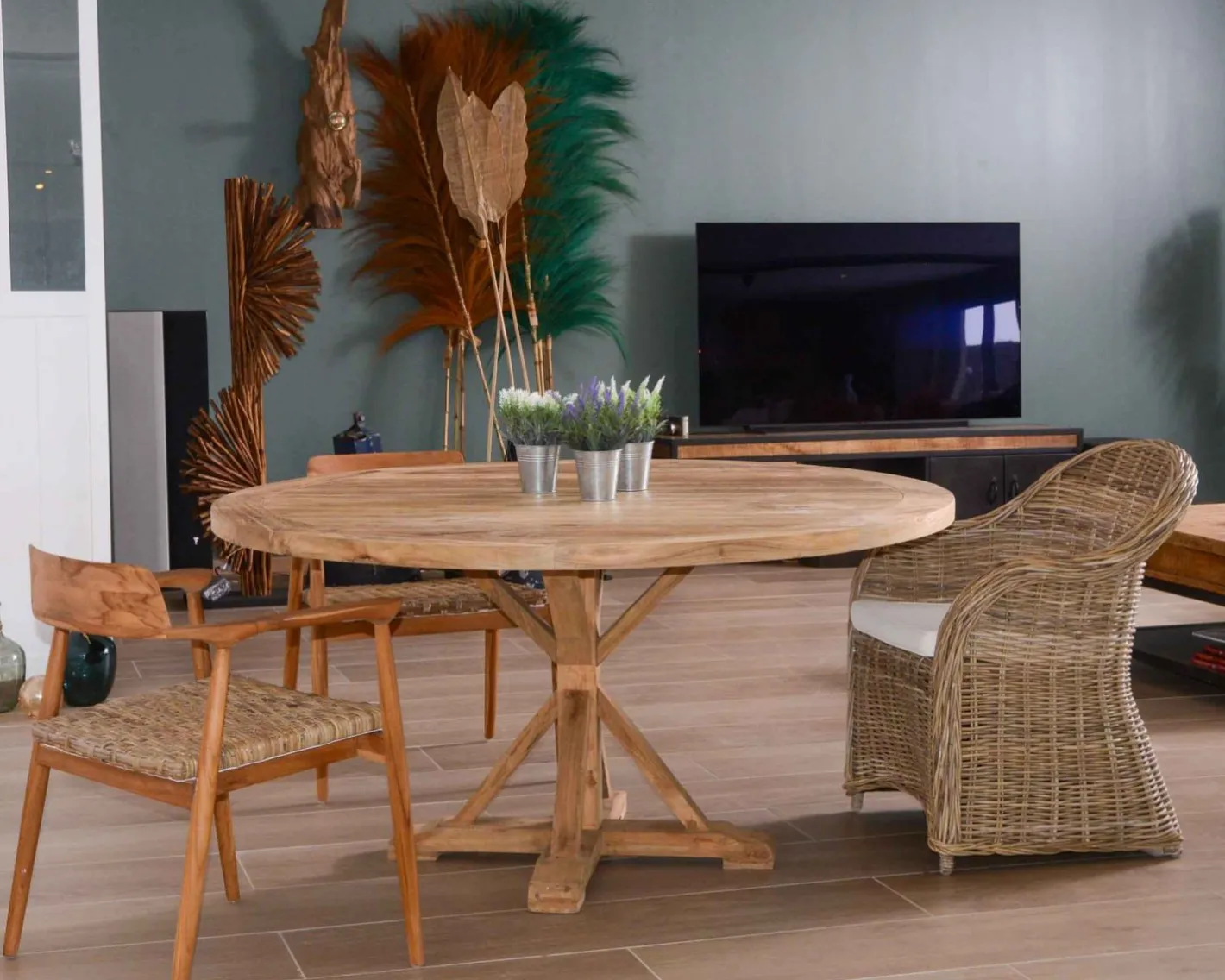Sale Fauteuil de jardin en rotin kubu grisé, assise en tissu "Balangan Beach" Fauteuil|Fauteuil De Jardin