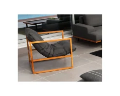 New Fauteuil de jardin en teck et tissu Sunbrella 