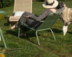 Clearance Fauteuil de jardin esprit rétro en métal vert "Horizon" Fauteuil De Jardin