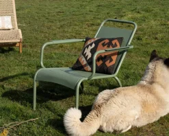 Clearance Fauteuil de jardin esprit rétro en métal vert "Horizon" Fauteuil De Jardin