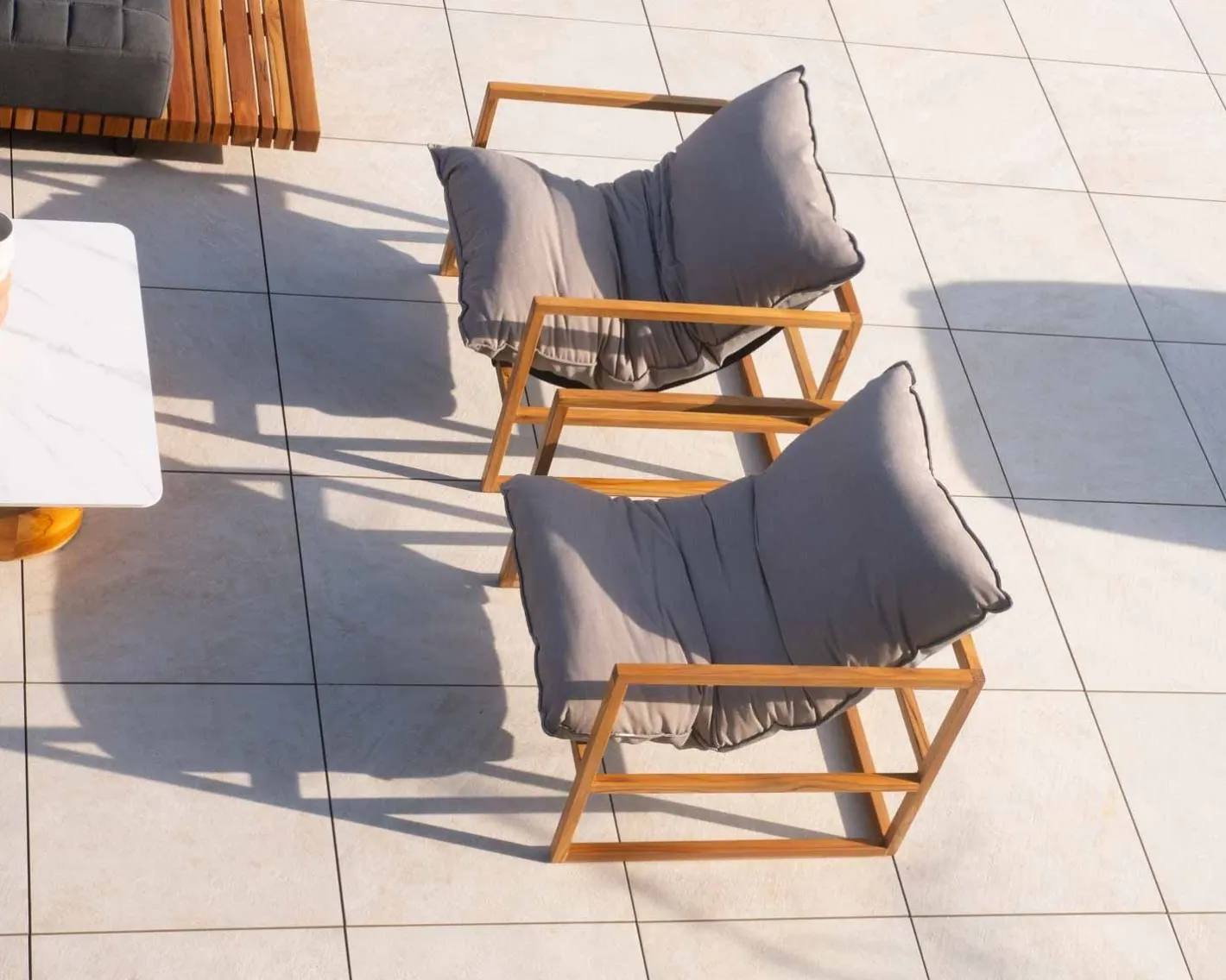 Clearance Fauteuil de jardin relax teck et tissu Sunbrella Taupe "Maluku Island" Fauteuil De Jardin