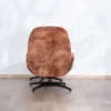 Clearance Fauteuil de relaxation avec pouf en tissu doux terracotta "Branson" pivotant 360° Fauteuil
