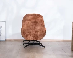 Clearance Fauteuil de relaxation avec pouf en tissu doux terracotta "Branson" pivotant 360° Fauteuil