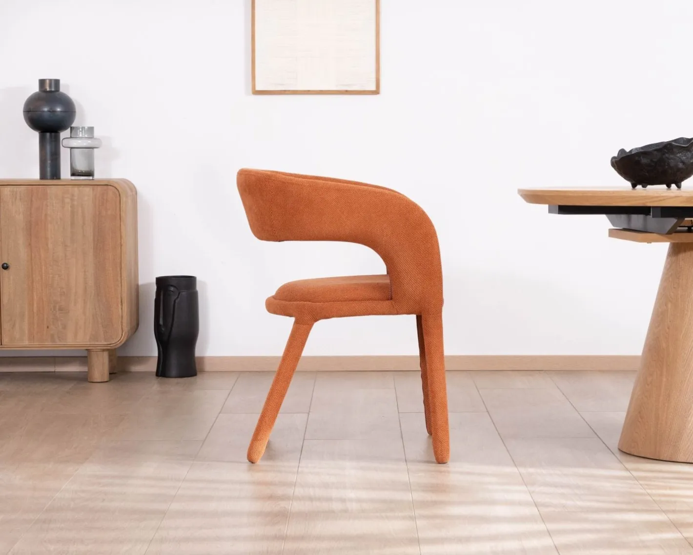 Outlet Fauteuil de repas design en tissu terracotta ultra confort " Amarello" Chaise