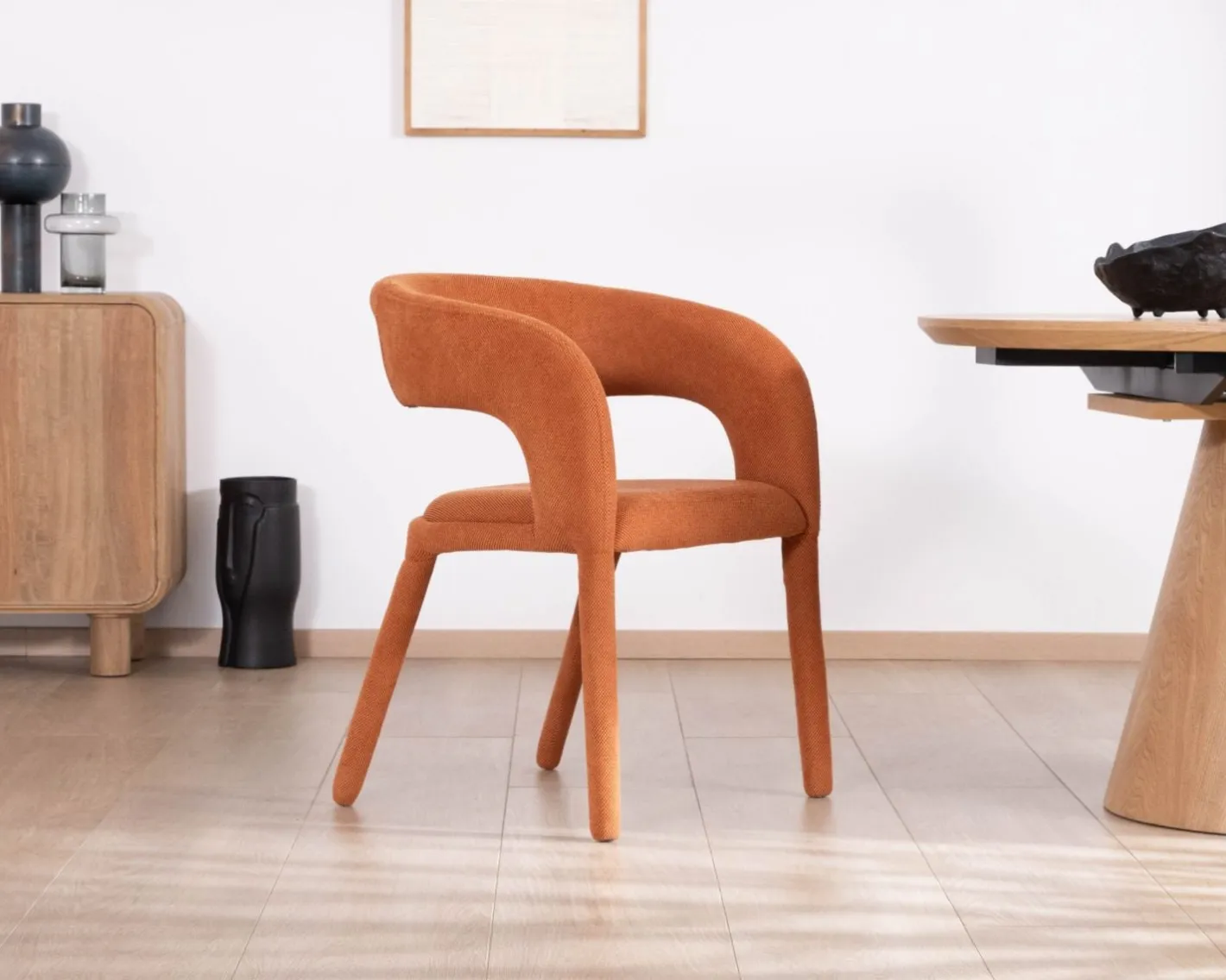 Outlet Fauteuil de repas design en tissu terracotta ultra confort " Amarello" Chaise