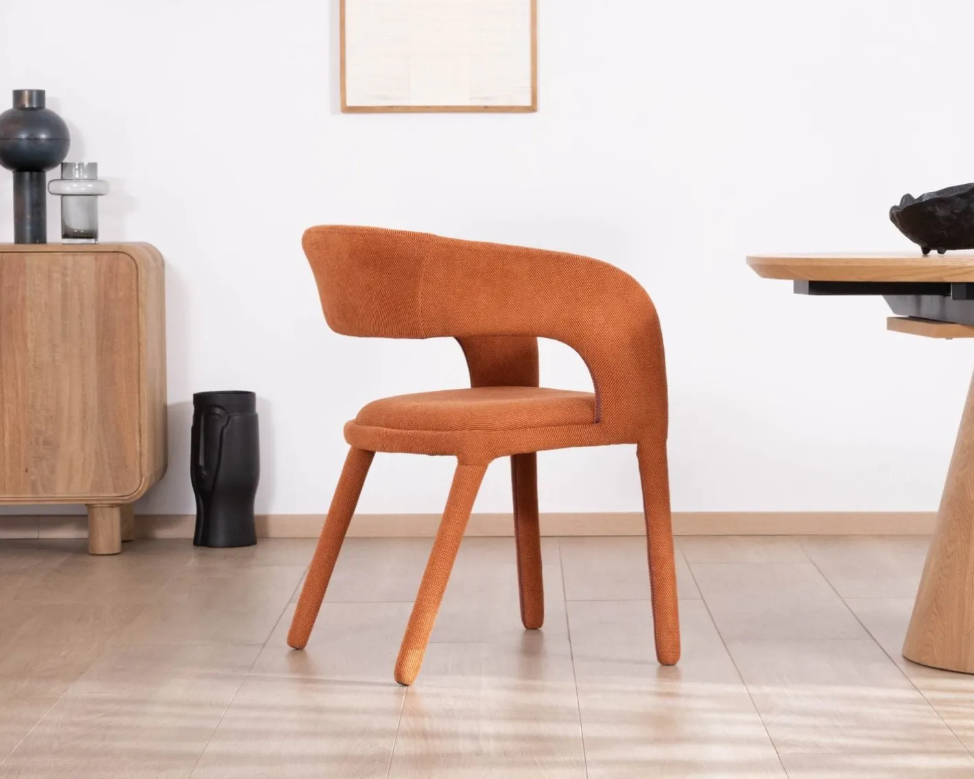 Outlet Fauteuil de repas design en tissu terracotta ultra confort " Amarello" Chaise