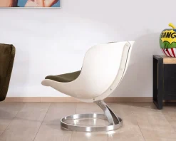 Discount Fauteuil design pop coque en plexiglass et tissu bouclette vert kaki 