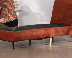Online Fauteuil design scandinave en tissu terracotta "Folda" convertible en lit d'appoint Fauteuil