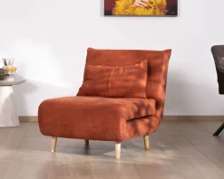 Online Fauteuil design scandinave en tissu terracotta 
