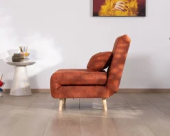 Online Fauteuil design scandinave en tissu terracotta 