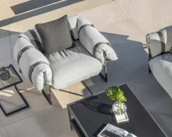 Best Fauteuil de terrasse matelassé gris clair ultra confort structure aluminium