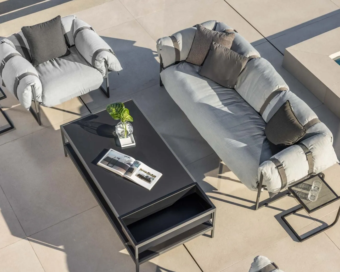 Best Fauteuil de terrasse matelassé gris clair ultra confort structure aluminium "Paquetage" Fauteuil De Jardin