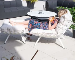 Discount Fauteuil d'extérieur blanc avec repose-pieds modulaire structure aluminium blanche "Lisca" Bain De Soleil|Fauteuil De Jardin