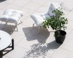 Discount Fauteuil d'extérieur blanc avec repose-pieds modulaire structure aluminium blanche 