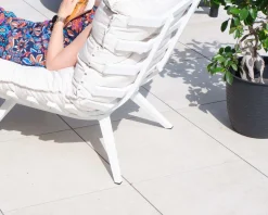 Discount Fauteuil d'extérieur blanc avec repose-pieds modulaire structure aluminium blanche 