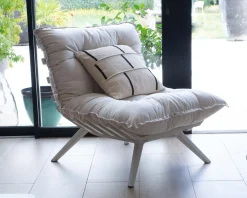 Discount Fauteuil d'extérieur blanc avec repose-pieds modulaire structure aluminium blanche 