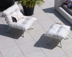 Discount Fauteuil d'extérieur blanc avec repose-pieds modulaire structure aluminium blanche 