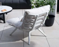 Discount Fauteuil d'extérieur blanc avec repose-pieds modulaire structure aluminium blanche 
