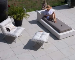Discount Fauteuil d'extérieur blanc avec repose-pieds modulaire structure aluminium blanche 