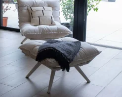 Discount Fauteuil d'extérieur blanc avec repose-pieds modulaire structure aluminium blanche 