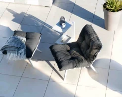 Hot Fauteuil d'extérieur grand confort avec repose-pieds modulaire gris foncé et blanc