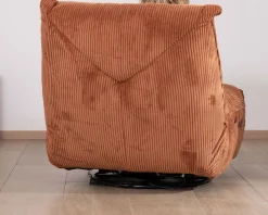 Outlet Fauteuil enveloppant en velours côtelé terracotta "Cascada" rotatif avec repose-pieds relevable Fauteuil